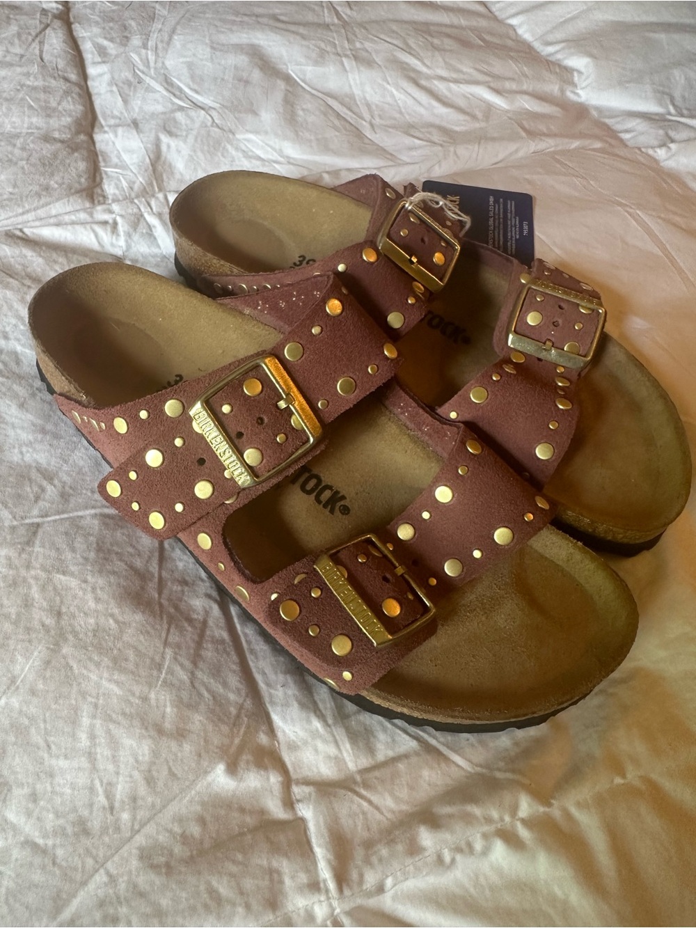 Birkenstock Studded Double-Buckle Sandals in Mauve - Picture 3 of 9